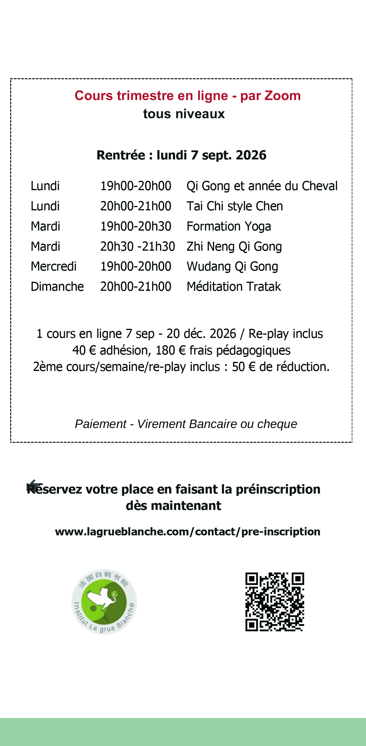 Flyer cours 2026 2027