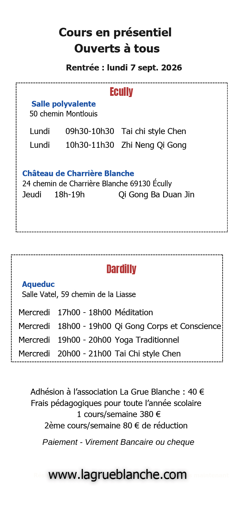 Flyer cours 2026 2027